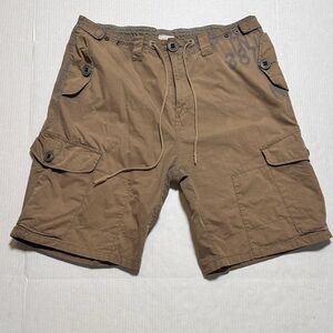 XIOS Y2K Style Men's Brown Cargo Shorts Casual Utility Style Large Buttons 40